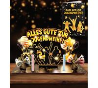 Leboria Emballage cadeau en bois avec guirlande lumineuse LED et carte de cérémonie de jeunesse, cadeau de cérémonie de jeunesse pour garçon et fille