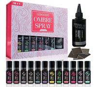 LÉBOZART Kit 12 Vernis Semi-Permanent Gel UV Airbrush Ongle - Nail Art - Séchage Rapide Lampe UV/LED - Haute Pigmentation - Manucure Ongles - Nettoyant aérographe - Pochoir (Rose)