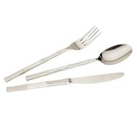 Lebrun Couverts BAMBOU - Ménagère 24 pièces - Service de table pour 6 personnes - Lot de 6 fourchettes, 6 couteaux de table, 6 cuillères à soupe, 6 cuillères à café -Design moderne - Marque Française