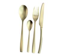 Lebrun Couverts CABANA OR BLANC - Ménagère 16 pcs - Service de table pour 4 personnes - 4 cuillères à soupe, 4 cuillères à café, 4 fourchettes, 4 couteaux de table - Design moderne - Marque Française