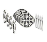 Lebrun Couverts Coffret Coffret FICTION 12 Pièces : Assiette Escargot 4pièces 12 Trous + 4 Fourchettes + 4 Pinces - Service à escargots en Acier Inoxydable - Dégustation Propre et Élégante