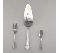 Lebrun Couverts Coffret Pâtisserie MOZART 25 pcs en Inox - Service à gâteau gravé Oiseaux - 12 fourchettes à dessert + 12 petites cuillères + 1 pelle à tarte- Art de table - Ménagère dessert élégante