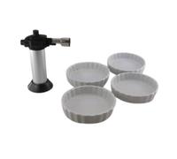 Lebrun Couverts - Coffret Service crème brulée 5 pièces Comprenant 1 Chalumeau culinaire, 4 ramequins - Vaisselle et Arts de la Table - Diamétre 10cm - Marque Française.