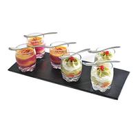 Lebrun Couverts - Coffret Verrine Dégustation 13 Pièces - 6 Verrines en Verre avec 6 Cuillères à Moka en Acier Inoxydable - Ardoise Inclus - Verrines Pour les Apéritifs et Desserts