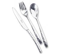 Lebrun Couverts - Ménagère et Service 24 Pièces FACETTE- Acer Inox -Coffret Table 6 Personnes -Set de 24 Couverts Art de la table -6 Fourchettes, 6 Couteaux, 6 Cuillères à soupe et 6 Petites Cuillères