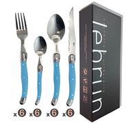 Lebrun Couverts - Type Laguiole Boite 24 Pièces - Set de Couverts en Acier Inoxydable - Ménagères pour 6 Personnes - Couteaux Steak, Fourchettes, Cuillères à soupe et Cuillères à Café