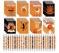 Lebsitey Lot de 48 mini blocs-notes et stylos de basket-ball à spirale pour l'école, la salle de classe, les récompenses, les fêtes d'anniversaire