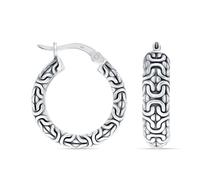 LeCalla Boucles d'oreilles byzantines pour femme | Boucles d'oreilles byzantines en argent sterling 925 | Créoles rondes antiques oxydées avec fermeture à clic pour femme, Argent sterling, Pas de