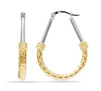 LeCalla - Boucles d'oreilles créoles en forme de goutte en argent sterling, design italien, deux tons, plaqué or, pour femme, Argent, Non connu