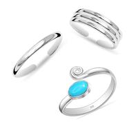 LeCalla Ensemble de bagues d'orteil ouvertes en argent sterling 925 pour femme, réglables et minimalistes, One Size, Argent sterling, Pas de pierre précieuse