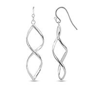 LeCalla Silberschmuck Sterling Klassischer Linearer Tropfenohrring für Damen und Mädchen, L, Argent Plastique, Pas de gemme