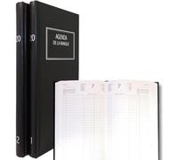 Lecas - 1 Agenda Journalier Banque Long Prestige 2 Volumes - Janvier 2026 à Décembre 2026 - Dimension 15 x 34 cm - Couverture Noir