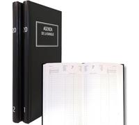 Lecas - 1 Agenda Journalier de la Banque Long Prestige en 2 volumes - Janvier 2026 à Décembre 2026 - Dimension 15 x 32 cm - Couverture Noir
