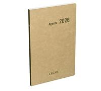 LECAS- 1 Agenda Récyclable Semainier Brut - Janvier 2026 à Décembre 2026 - Dimension 16 x 24 cm - Couverture Kraft