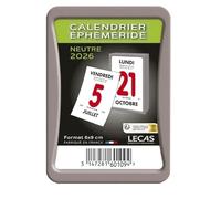 Lecas - 1 Bloc Ephémeride à Coller - Neutre - Janvier 2026 à Décembre 2026 - Format 60 x 90 mm