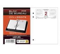Lecas - 1 Bloc Ephémérides de Bureau Date à Droite - Janvier 2026 à Décembre 2026 - Dimension 8,5 x 11,5 cm