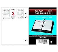 LECAS - 1 Bloc Ephémérides de Bureau Date à Gauche - Janvier 2027 à Décembre 2027 - Format 8,5 x 11,5 cm
