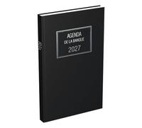 LECAS Agenda Civil Banquier Long 2027, 1 Jour/2 pages, 15x34 cm, Noir | Couverture rigide