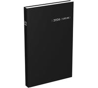 LECAS - Agenda journalier " Carré Travers " Noir - Dimension 14 x 22 cm - Janvier 2026 à Décembre 2026
