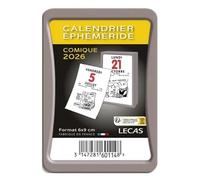 LECAS Bloc Ephéméride Comique à Coller - Janvier 2026 à Décembre 2026 - Format 60 x 90 mm