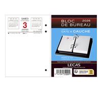 LECAS Bloc éphéméride date à gauche, Janvier à Décembre,1 jour par page + note à droite, 8,5x11,5cm