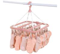 Lecerrot Etendoir Chaussette - Séchoir À Linge avec 32 Clips, Cintre À sous Vêtements pour Corde À Linge pour Sèche Chaussettes Pliable Pinces À Linge, Multifonction Pliable Coupe-Vent