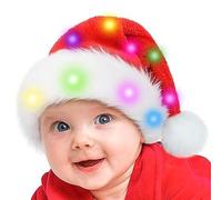 Lecerrot Père Noël Lumineux - Couleur Changeante, Bonnet Noel en Peluche,Décorations Noël, Cosplay lumières LED Vacances pour, Adultes, Adolescents