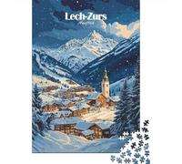 Lech Zurs Austria Winter Village Noël Adulte Puzzle en Bois, 1000 pièces