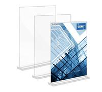 Lechay Lot de 3 supports de panneau en acrylique transparent de 21,6 x 27,9 cm - Présentoir de menu de bureau - Convient pour restaurants, bureau, maison, magasin