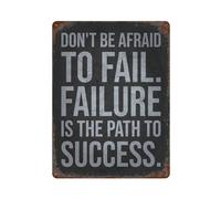 « L'échec est le chemin du succès », plaque murale décorative en métal rétro « L'échec est le chemin du succès » pour la maison, la chambre, la ferme, les cafés, le bureau ou un magasin, 40 x 30 cm