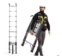 L'échelle télescopique de 4,4 mètres est pliable, avec 2 crochets, échelle multifonction, avec une charge maximale de 150 kg