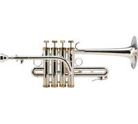 Lechgold PT-910S Trompette piccolo (Perçage : 11,8 mm, pavillon : 105 mm, forme longue, embouts hexagonaux argentés, avec bec A, embouchure et étui léger) argent