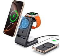 leChivée Magnétique Chargeur Induction pour iPhone 17 avec P-ower Bank Amovible de 5000mAh, 3 en 1 Chargeur sans Fil pour iPhone 17/Air/16/15, Station de Charge pour Apple Watch Ultra 2/10/Air Pods 4