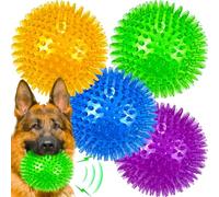 LECHONG Lot de 4 grandes balles couinantes pour chien, 11,4 cm, balles en caoutchouc à picots pour chien de grande et moyenne taille, nettoyage des dents, jouet à mâcher pour l'entraînement et lutter