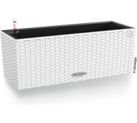 LECHUZA Bac à plantes BALCONERA Cottage 50 Blanc | Bac à plantes pour balcon avec système d'arrosage et bac à plantes | Aspect tressé | 50 x 19 x 19 cm | 15600