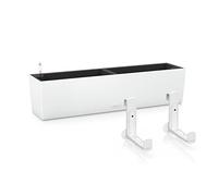 Lechuza Balconera Pot de fleurs à arrosage automatique en plastique blanc 80 pour balustrade 19 x 80 x 19 cm avec supports de balcon blancs
