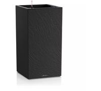 Lechuza Pot de Fleurs Canto Slatestone 30 High Dark Grey, avec système d'irrigation, indicateur de Niveau d'eau et Insert pour Plantes, Aspect Ardoise, 30 x 30 x 56 cm, 15936