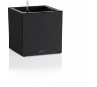 Lechuza Pot de Fleurs Canto Slatestone 40 Low Dark Grey, avec système d'irrigation, indicateur de Niveau d'eau et Insert pour Plantes, Aspect Ardoise, 40 x 40 x 40 cm, 15951