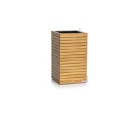 Lechuza - Jardinière Palo Natural Wood 45 High en Bois d'eucalyptus - Pot de Fleurs avec système d'irrigation, indicateur de Niveau d'eau et Insert de Plantation, Surface en Bois véritable, 44 x 44 x