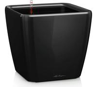 Lechuza - Pot de Fleurs d'Interieur - Premium Quadro Ls - Réserve d'Eau Intégrée - Coloris Noir - 21 x 21 x 20 cm