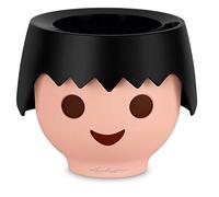 Lechuza OJO Pot de fleurs rond en polyrésine à arrosage automatique, Noir Corbeau, D21 H16 cm