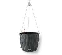 LECHUZA Pot à plantes NIDO Cottage 28 Granit | Pot suspendu avec système d'arrosage et bac à plantes | Aspect tressé | Ø 27 x 23 cm | 15193