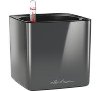 Lechuza Pot de fleurs d'intérieur Cube Glossy – Réserve d'eau intégrée – Anthracite 14×14×14 cm