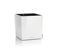 LECHUZA Pot de fleurs - Cube premium 40 - 39,0 x 39,0 x 40 cm - 31 L - Kit complet - Blanc brillant