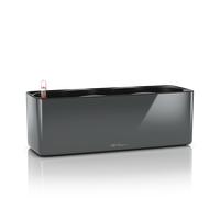 Lechuza - Pot de Fleurs d'Interieur - Cube Glossy Triple - Réserve d'Eau Intégrée - Coloris Anthracite - 40 × 14 × 14 cm
