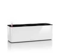 Lechuza - Pot de Fleurs d'Interieur - Cube Glossy Triple - Réserve d'Eau Intégrée - Coloris Blanc - 40 × 14 × 14 cm