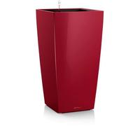 LECHUZA Pot de fleurs - Cubico Premium 40 - 39,5 x 39,5 x 75,5 cm - Rouge - Avec réserve d'eau - Kit complet
