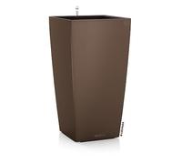 Lechuza - Pot de Fleurs d’Extérieur et d'Intérieur - Color Cubico - Réserve d'Eau Intégrée - Coloris Muscade - 22 x 22 x 41 cm