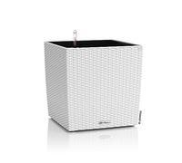 Lechuza - Pot de Fleurs d’Extérieur et d'Intérieur - Cottage Cube - Réserve d'Eau Intégrée - Coloris Blanc - 40 x 40 x 40 cm