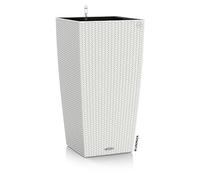 Lechuza - Pot de Fleurs d’Extérieur et d'Intérieur - Cottage Cubico - Réserve d'Eau Intégrée - Coloris Blanc - 40 x 40 x 75 cm